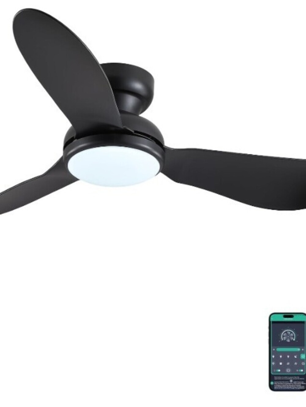 CEILING FAN-46"-3 BLADE-W/LGHT-BLK